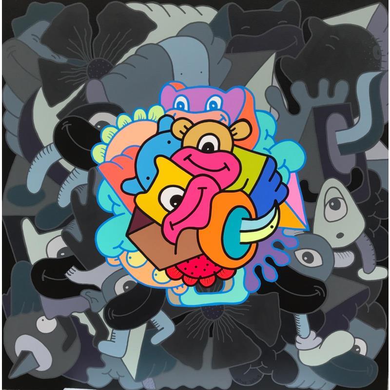 Painting Une ile dans l'univers by Hank China | Painting Pop-art Acrylic Posca