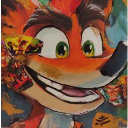 Peinture Crash Bandicoot par Caizergues Noël  | Tableau Pop-art Acrylique, Collage Enfant, Icones Pop