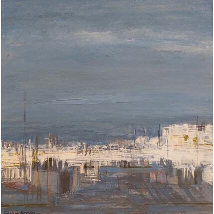 Peinture Là haut à Montmartre par Rocco Sophie | Tableau Art Singulier Acrylique, Collage, Sable