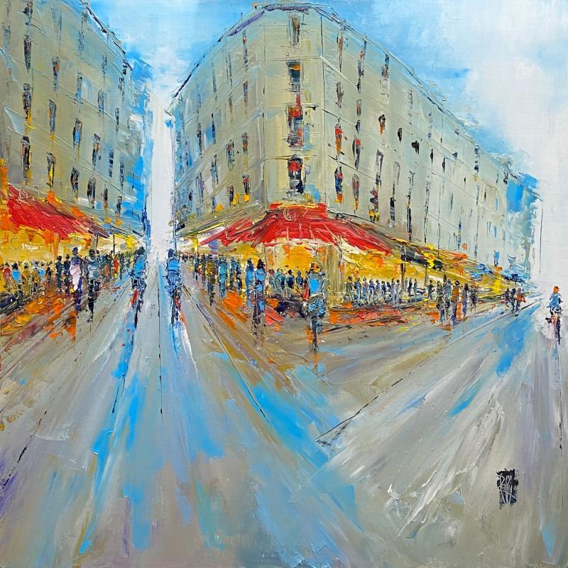 Peinture A la croisée par Raffin Christian | Tableau Figuratif Urbain Huile