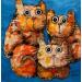 Peinture 3 Chats par Maury Hervé | Tableau Art Singulier Animaux