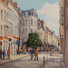 Pintura Lille, la rue Esquermoise por Decoudun Jean charles | Pintura Figurativo Urbano Acuarela