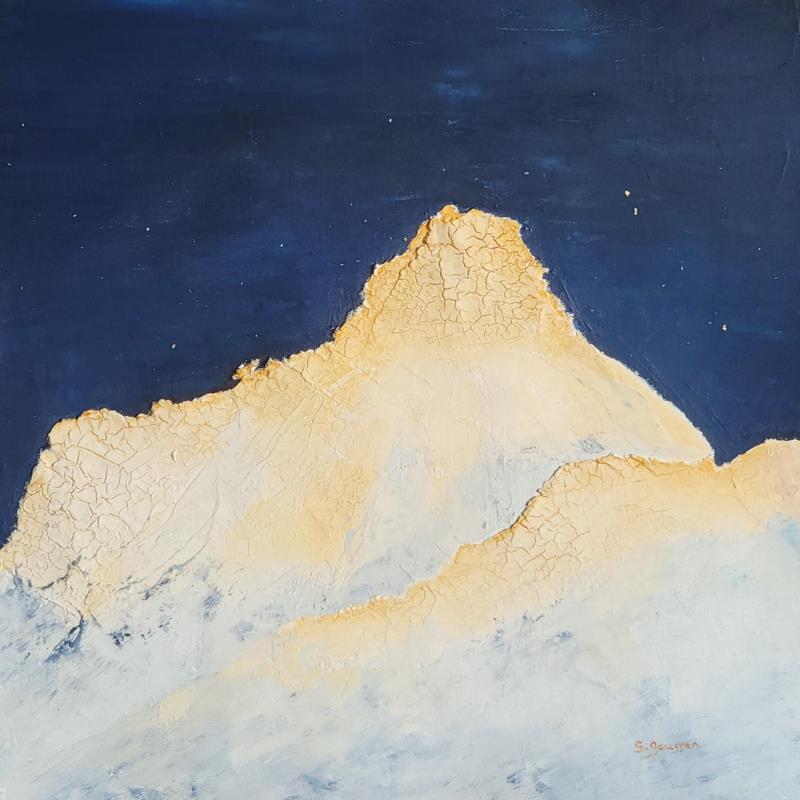 Peinture Silence par Gaussen Sylvie | Tableau Abstrait Paysages Huile Feuille d'or