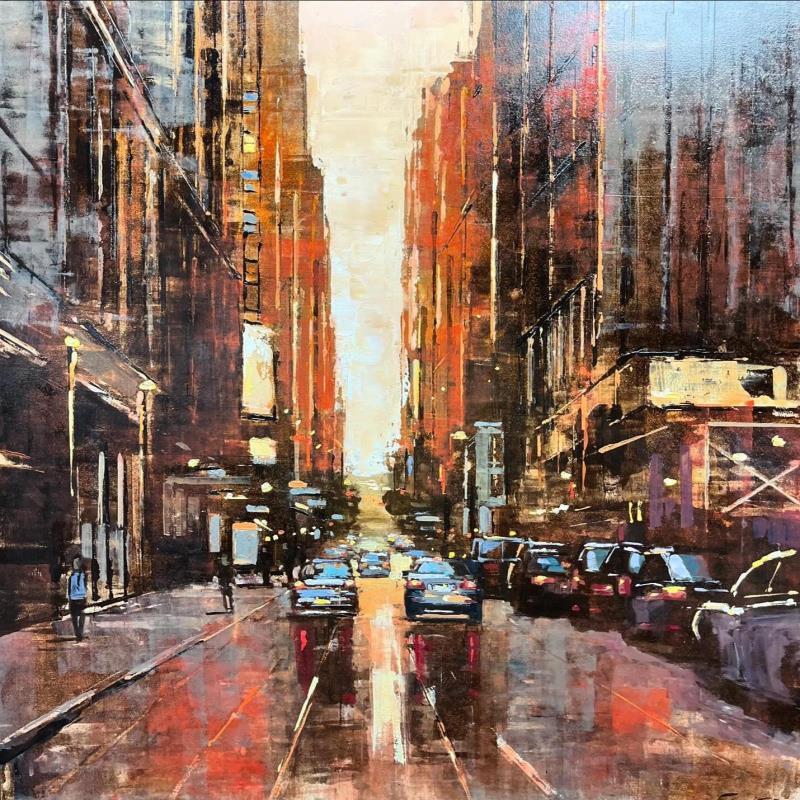 Peinture Manhattan sunset colors par Faveau Adrien | Tableau Figuratif Urbain Huile