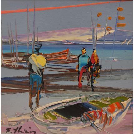 Peinture Retour de pêche par Frédéric Thiery | Tableau Figuratif Acrylique Marine, Paysages, Scènes de vie