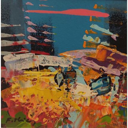 Peinture Marché aux fleurs par Frédéric Thiery | Tableau Figuratif Acrylique Paysages, Scènes de vie, Urbain