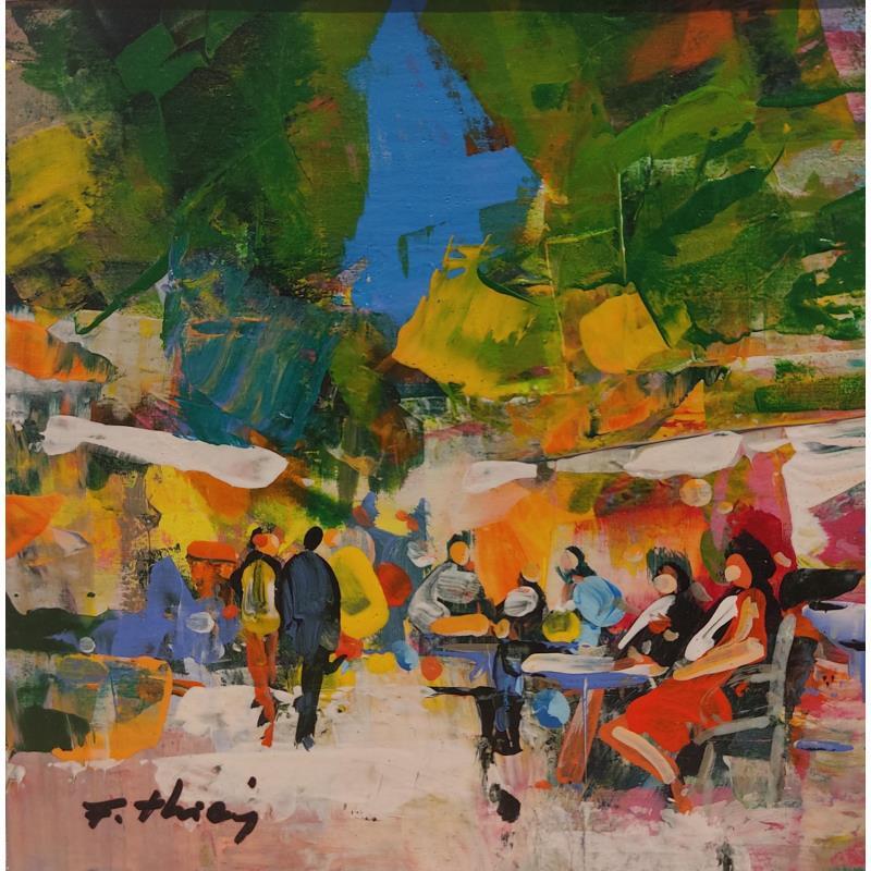 Peinture Au café par Frédéric Thiery | Tableau Figuratif Paysages Urbain Scènes de vie Acrylique