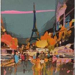 Painting Paris Tour Eiffel by Frédéric Thiery | Painting Figurative Acrylic Architecture, Life style, Urban
