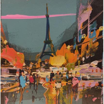 Peinture Paris Tour Eiffel par Frédéric Thiery | Tableau Figuratif Acrylique Architecture, Scènes de vie, Urbain