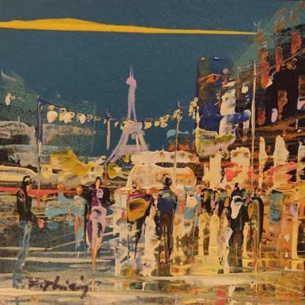 Peinture Paris Champs Elysées par Frédéric Thiery | Tableau Figuratif Acrylique Architecture, Scènes de vie, Urbain