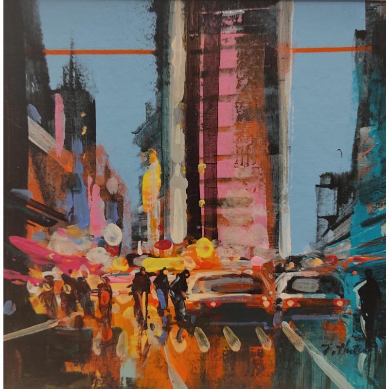 Peinture Afternoon Time Square par Frédéric Thiery | Tableau Figuratif Urbain Scènes de vie Architecture Acrylique