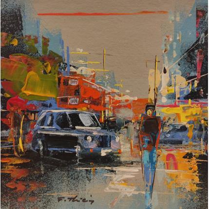 Peinture Black cab in London par Frédéric Thiery | Tableau Figuratif Acrylique Scènes de vie, Urbain