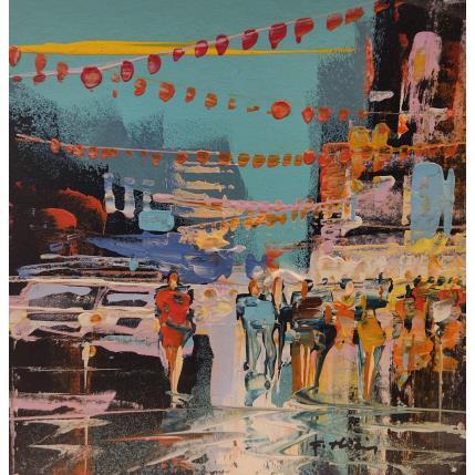 Peinture Le boulevard en fête par Frédéric Thiery | Tableau Figuratif Acrylique Scènes de vie, Urbain