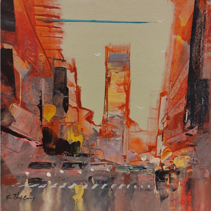 Gemälde Afternoon at Time Square von Frédéric Thiery | Gemälde Figurativ Gesellschaft Urban Architektur Acryl