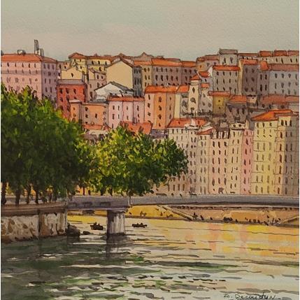 Gemälde Lyon la coline qui travaille von Decoudun Jean charles | Gemälde Figurativ Aquarell Urban