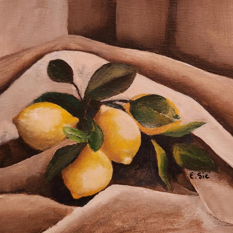 Painting Les 4 citrons by Sie Evelyne | Painting Realism Still-life Acrylic