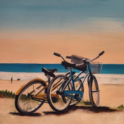 Peinture Vélo à 2 par Sie Evelyne | Tableau Figuratif Acrylique Scènes de vie