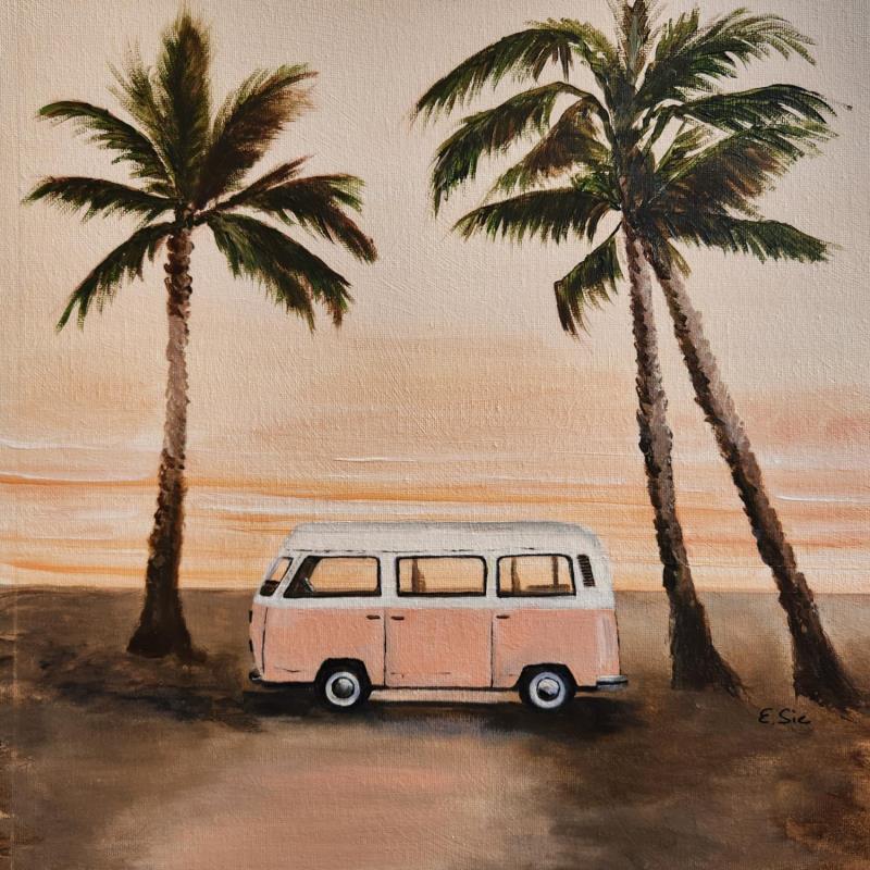 Peinture Vacances en combi par Sie Evelyne | Tableau Figuratif Scènes de vie Acrylique