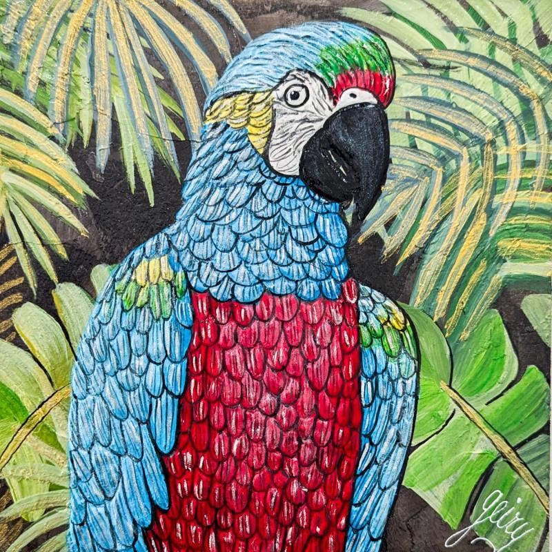 Peinture ARA par Geiry | Tableau Matiérisme Animaux Résine