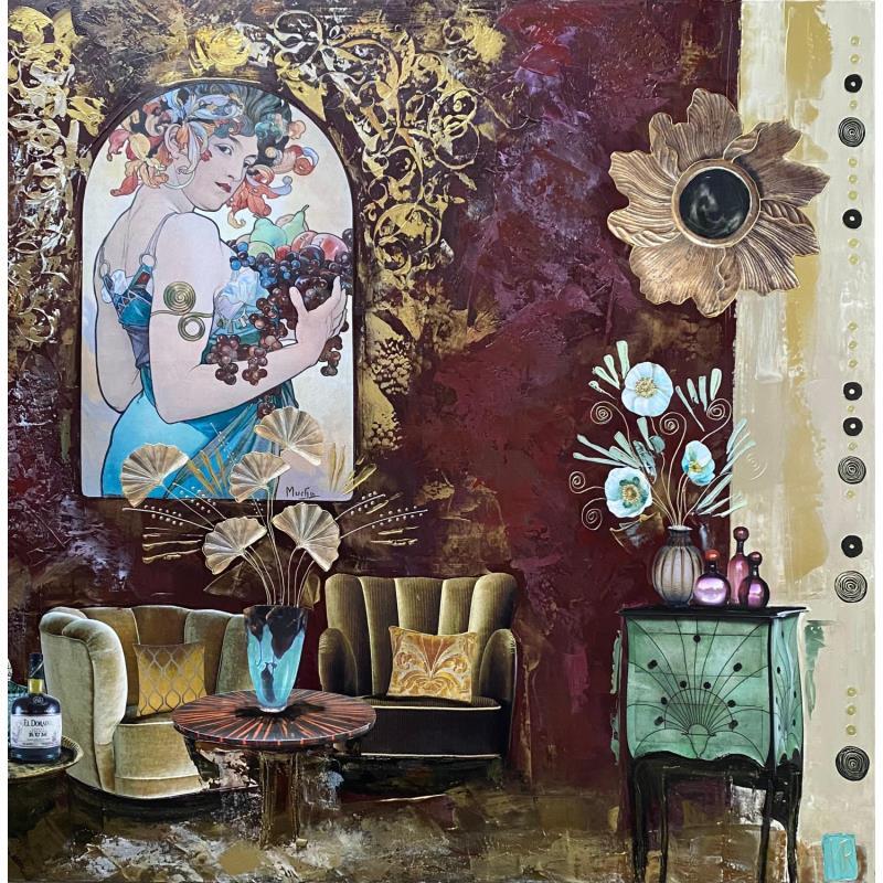 Peinture Le fruit de la vigne par Romanelli Karine | Tableau Figuratif Acrylique Collage