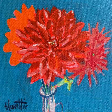 Peinture Dahlia par Coueffic Sébastien | Tableau Figuratif Huile Nature, Natures mortes