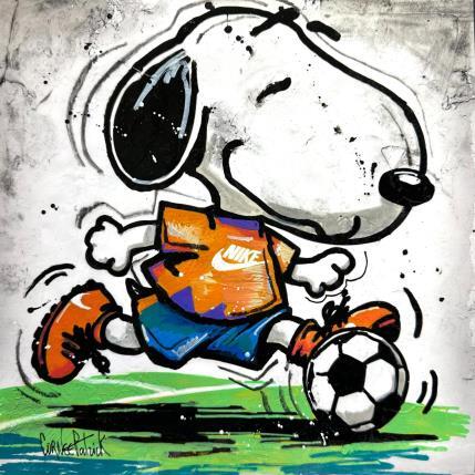Gemälde Snoopy aime le Football von Cornée Patrick | Gemälde Pop-Art Graffiti, Öl Kinder, Pop-Ikonen, Sport