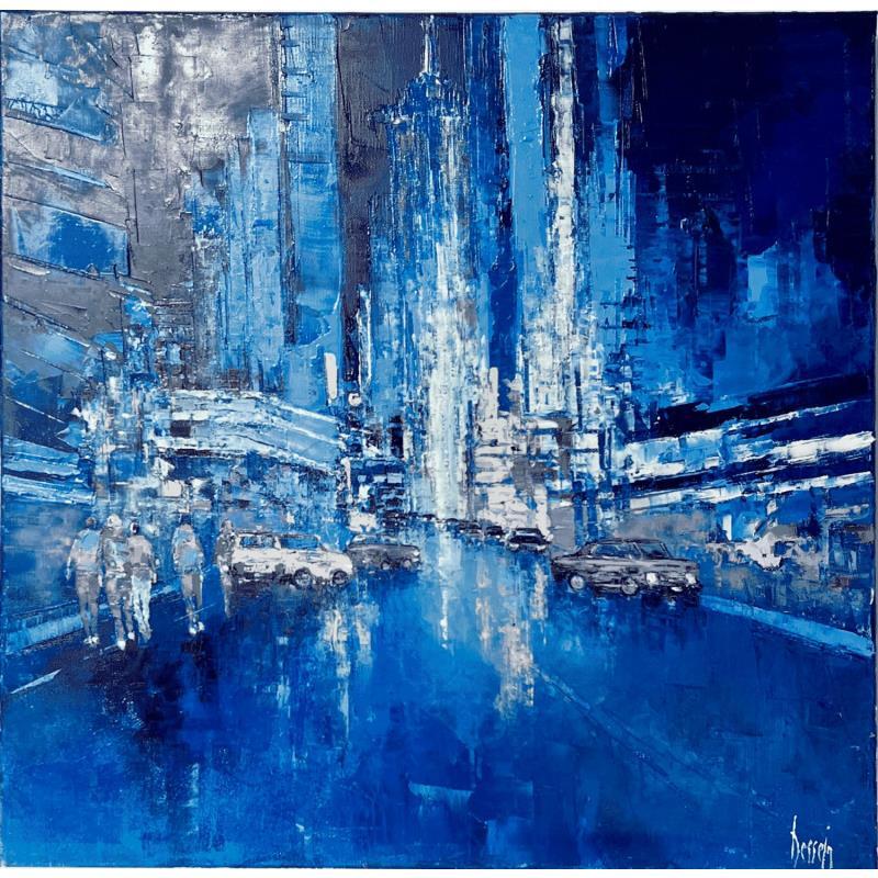 Painting Blue Night by Dessein Pierre | Painting Figurative Oil