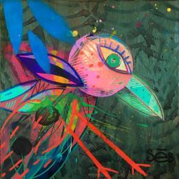 Gemälde Eden Koko von Seb | Gemälde Art brut Acryl Natur, Tiere