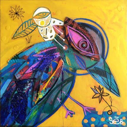 Pintura Koko Paradise por Seb | Pintura Arte bruto Acrílico Animales, Naturaleza