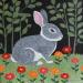 Painting Lapin dans un jardin by Sally B | Painting Figurative Animals Acrylic