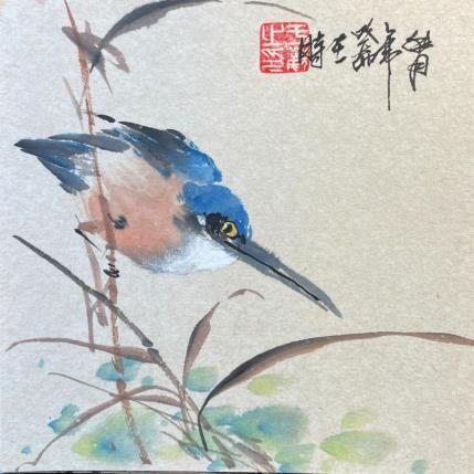 Painting Fisher by Yu Huan Huan | Painting Figurative Ink, Watercolor Animals