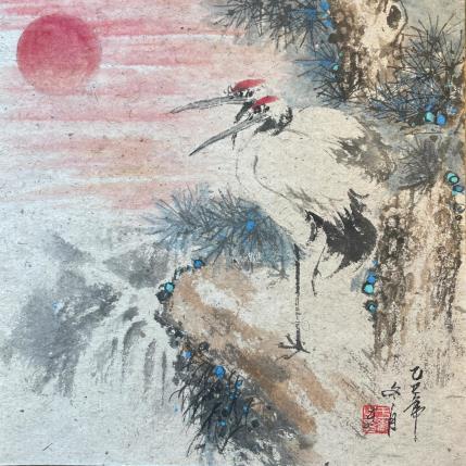 Gemälde Sunset von Yu Huan Huan | Gemälde Figurativ Aquarell, Tinte Tiere