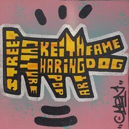 Painting K.H Yellow Dog by Cmon | Painting Pop-art Pop icons