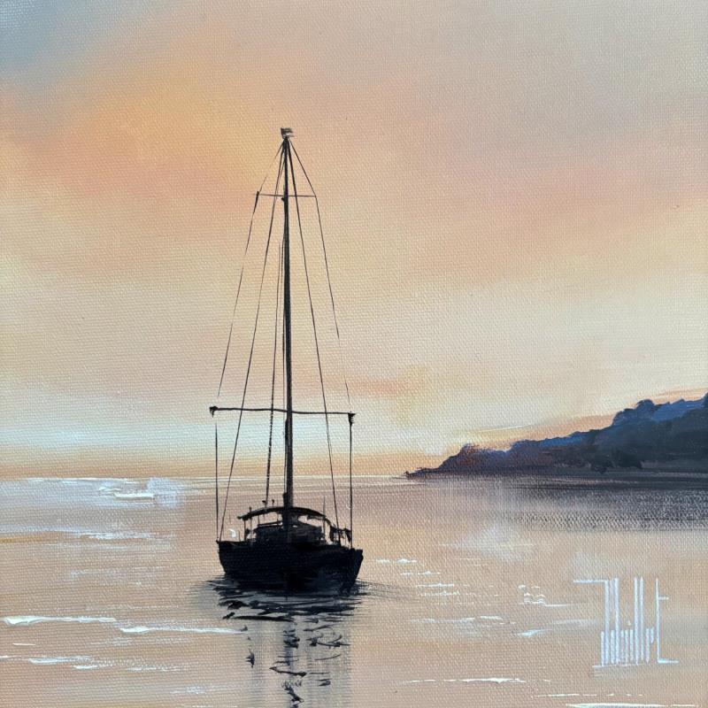 Painting Reflet d'un jour nouveau by Guillet Jerome | Painting Figurative Landscapes Marine Oil