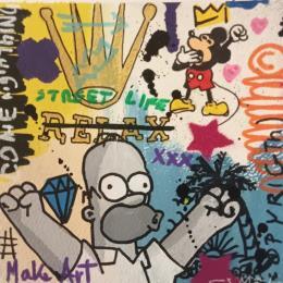 Peinture Homer relax par Simone de Rosa | Tableau Pop-art Acrylique Icones Pop