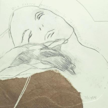 Peinture une pierre pour oreiller j'accompagne les nuages par Pagny Corine | Tableau Art Singulier Encre Nu