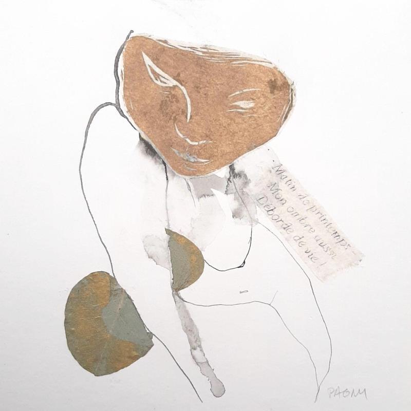 Peinture Matin de printemps par Pagny Corine | Tableau Art Singulier Nature Nu Collage Encre