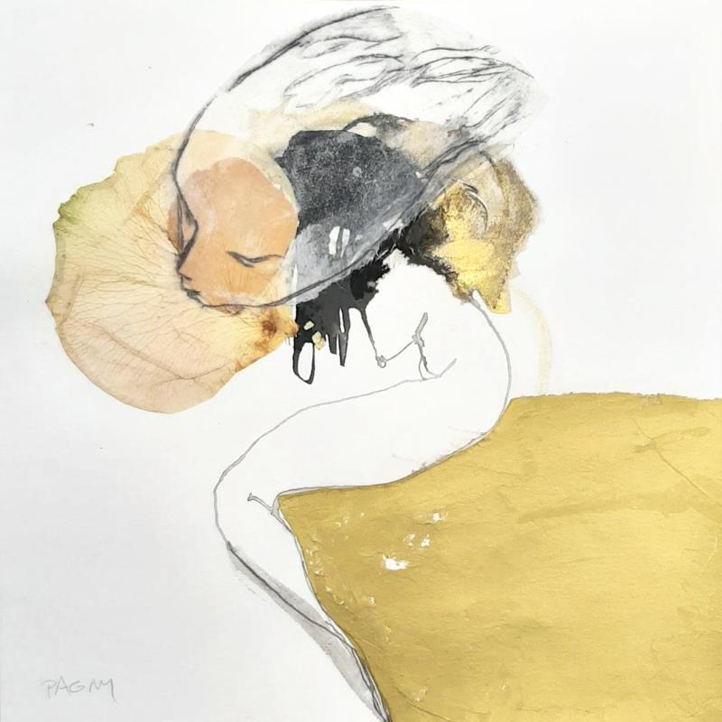 Painting Porte cette perruque d'alouette  by Pagny Corine | Painting Raw art Nature Nude Gluing Ink