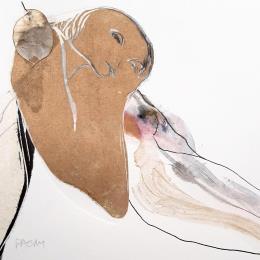 Peinture Quand je me lève il titube le ciel étoilé par Pagny Corine | Tableau Art Singulier Collage, Encre Nature, Nu