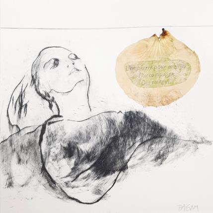 Peinture une pierre pour oreiller par Pagny Corine | Tableau Art Singulier Collage, Encre Nature, Nu