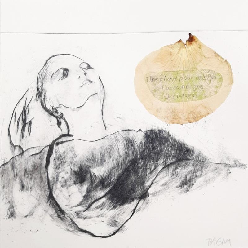 Painting une pierre pour oreiller by Pagny Corine | Painting Raw art Nature Nude Gluing Ink