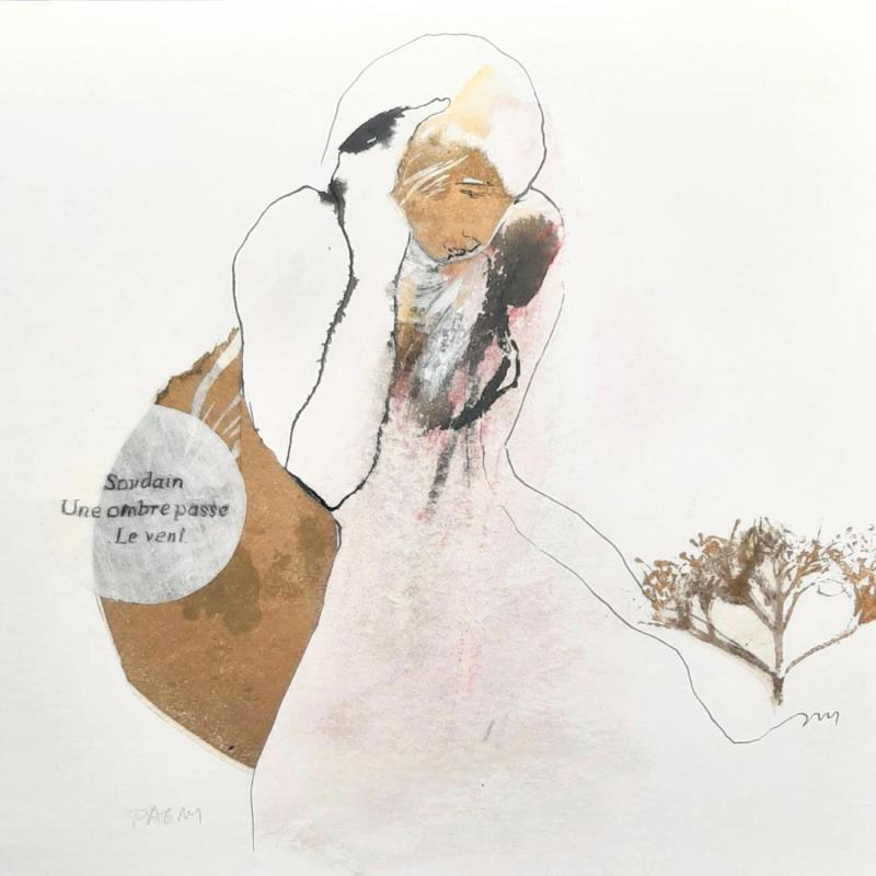 Painting Soudain une ombre passe  by Pagny Corine | Painting Raw art Nature Nude Gluing Ink