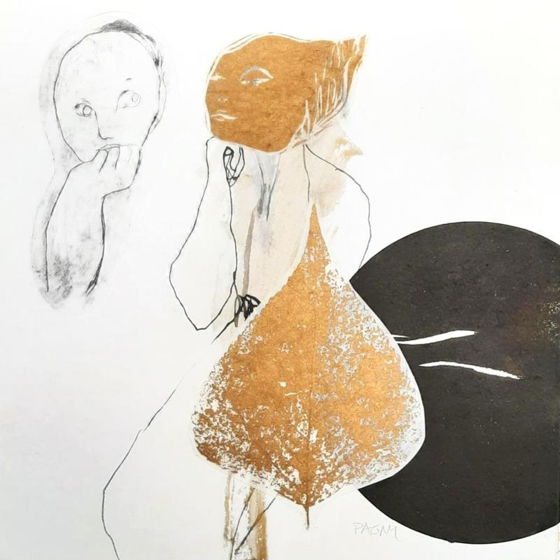 Gemälde Une lune pâle en plein jour von Pagny Corine | Gemälde Art brut Natur Akt Collage Tinte