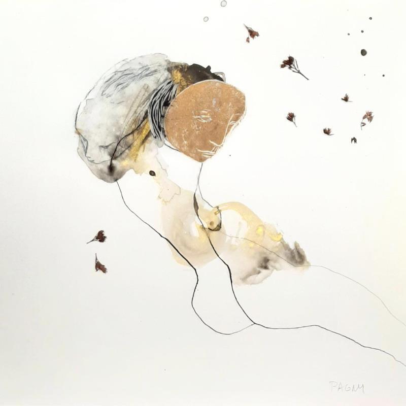 Gemälde La fraîcheur j'en fais ma demeure et je m'assoupis von Pagny Corine | Gemälde Art brut Natur Akt Collage Tinte