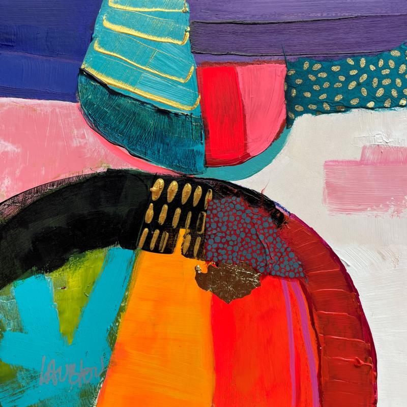 Peinture ST25-0302 par Lau Blou | Tableau Abstrait Acrylique Collage Feuille d'or