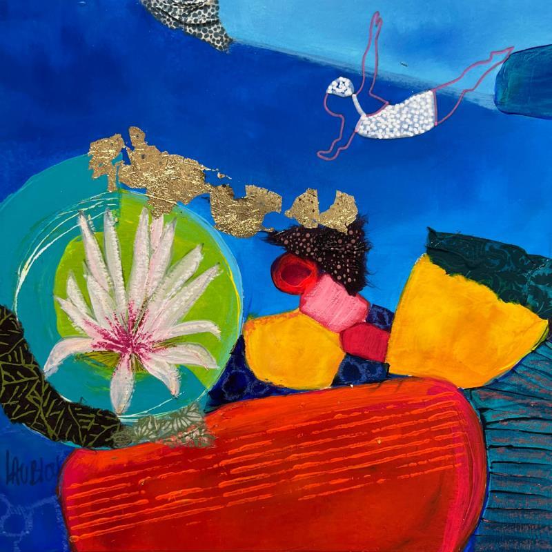 Peinture Medaillon de l'agave par Lau Blou | Tableau Abstrait Acrylique Collage