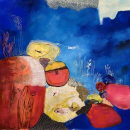 Painting Plongee dans Les Reves by Lau Blou | Painting Abstract Acrylic, Gluing