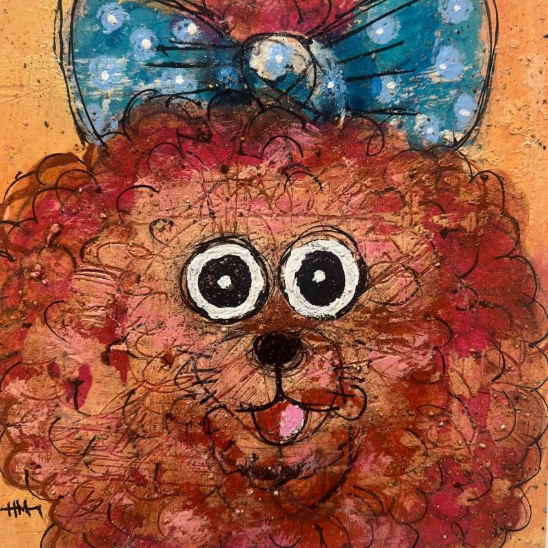 Painting Chou Chou by Maury Hervé | Painting Raw art Animals Acrylic Ink Sand