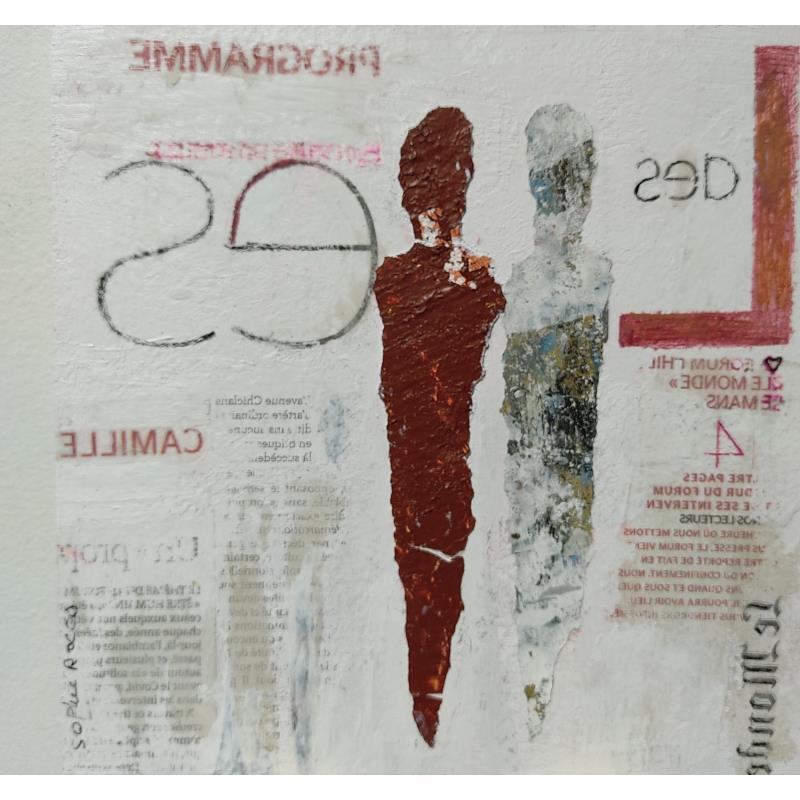 Painting Le monde by Rocco Sophie | Painting Raw art Acrylic Gluing Sand