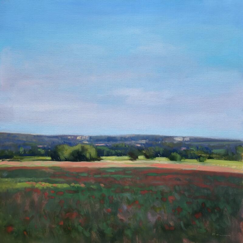 Painting Fin de Journée vers Roussillon by Giroud Pascal | Painting Figurative Landscapes Oil